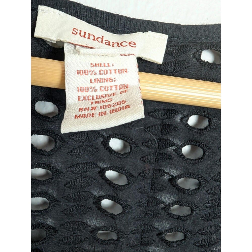 Sundance Catalog Black Eyelet Lace Dress Size 4 - Picture 5 of 8